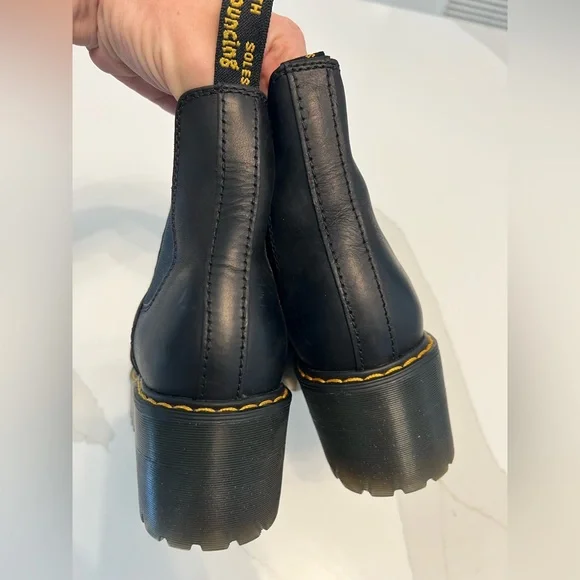 New $198 Dr. Martens Rometty leather black ankle Chelsea platform boots 36 5 - Picture 7 of 10